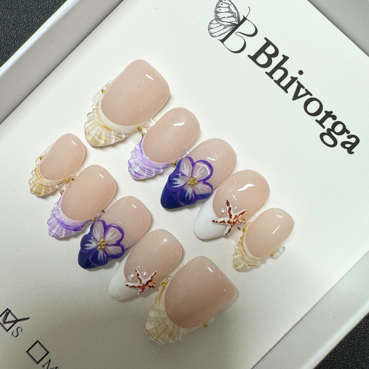 Bhivorga Azure Bloom press-on nails