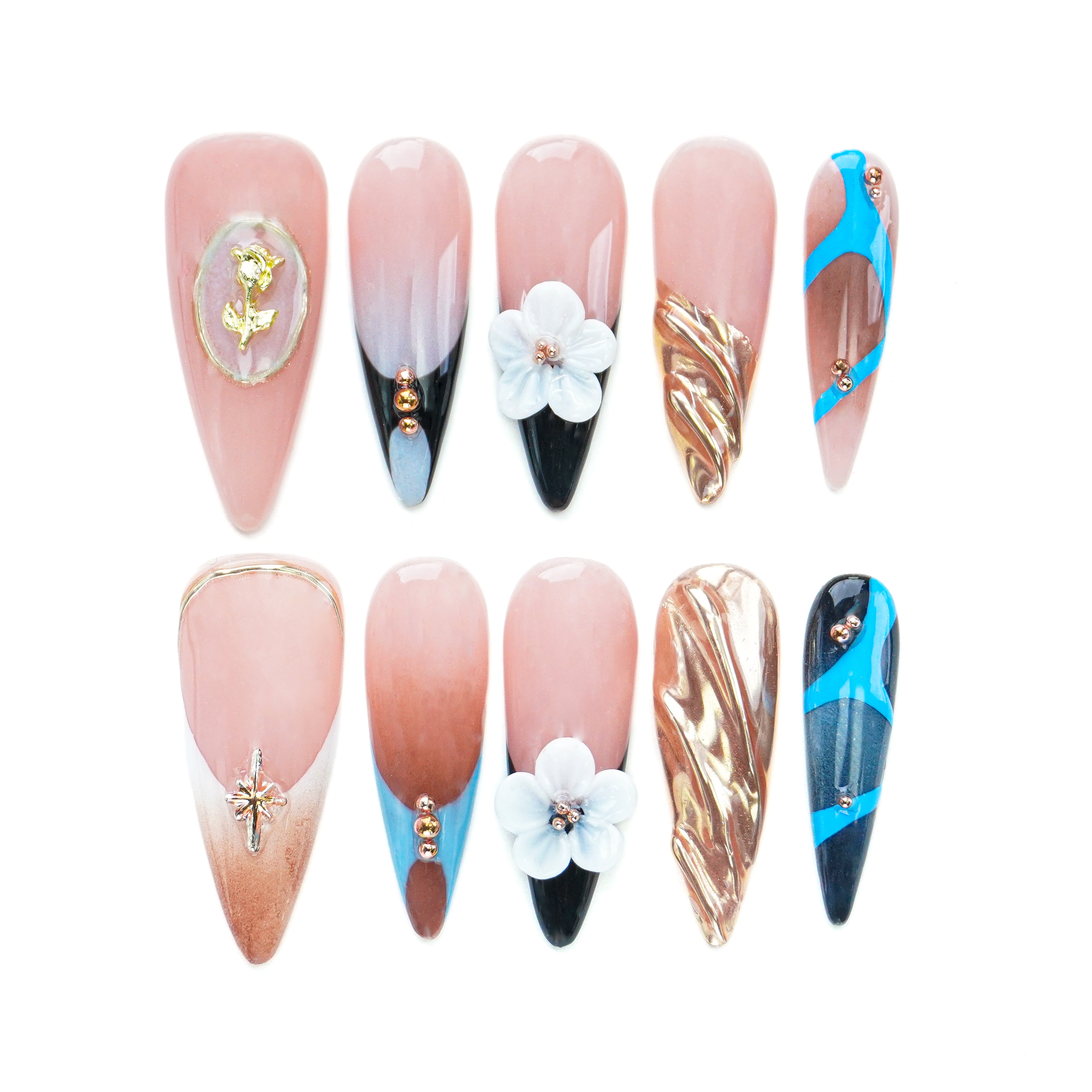 Blush & Metallic Artistry Press - On Nails