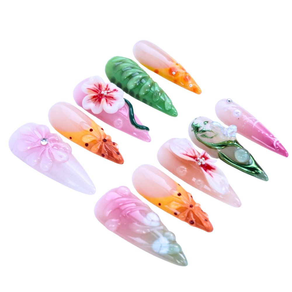 3D Floral Fantasy Press - On Nails