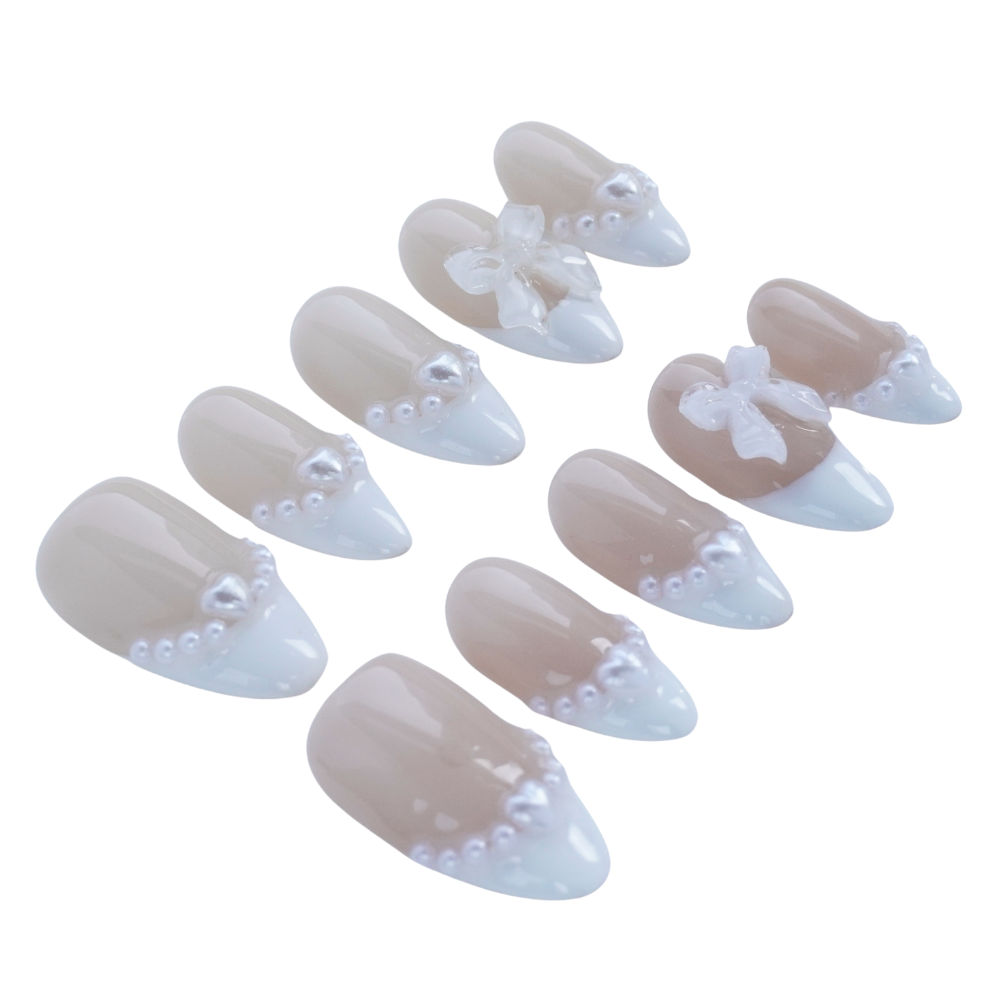 Elegant Pearl Bow Nails