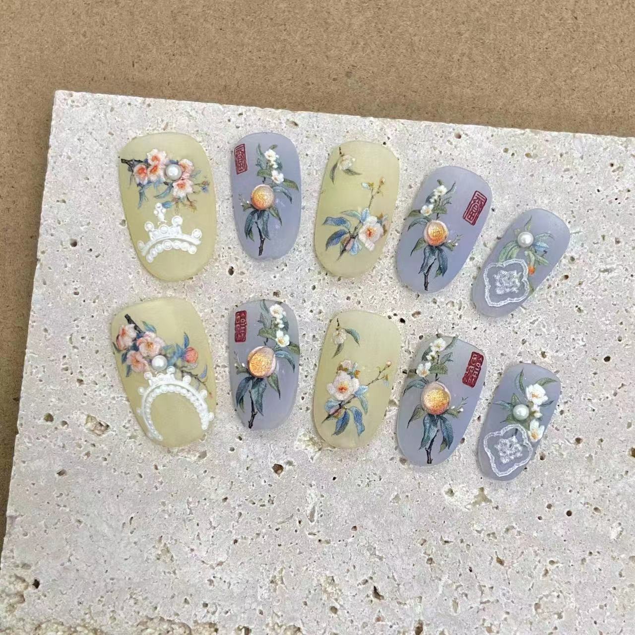 Bhivorga  100% Handmade Acrylic Short Press On Nails, B003