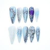 Futuristic Ice - Blue Metal Sculpted Nails