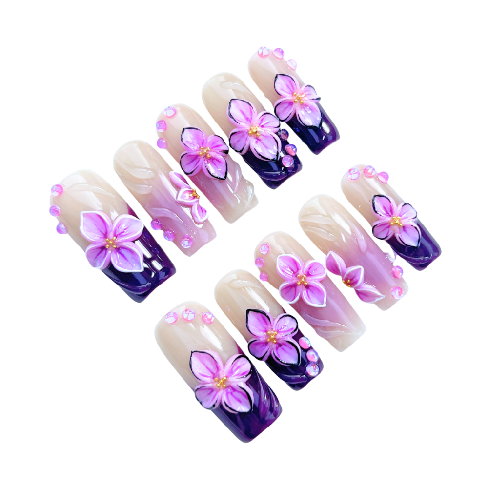 Lavender - Bloom 3D Floral Press - On Nails
