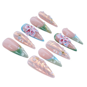 Tropical Bloom & Dewdrop Nails