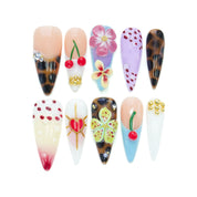 Whimsical Cherry & Floral Press - On Nails