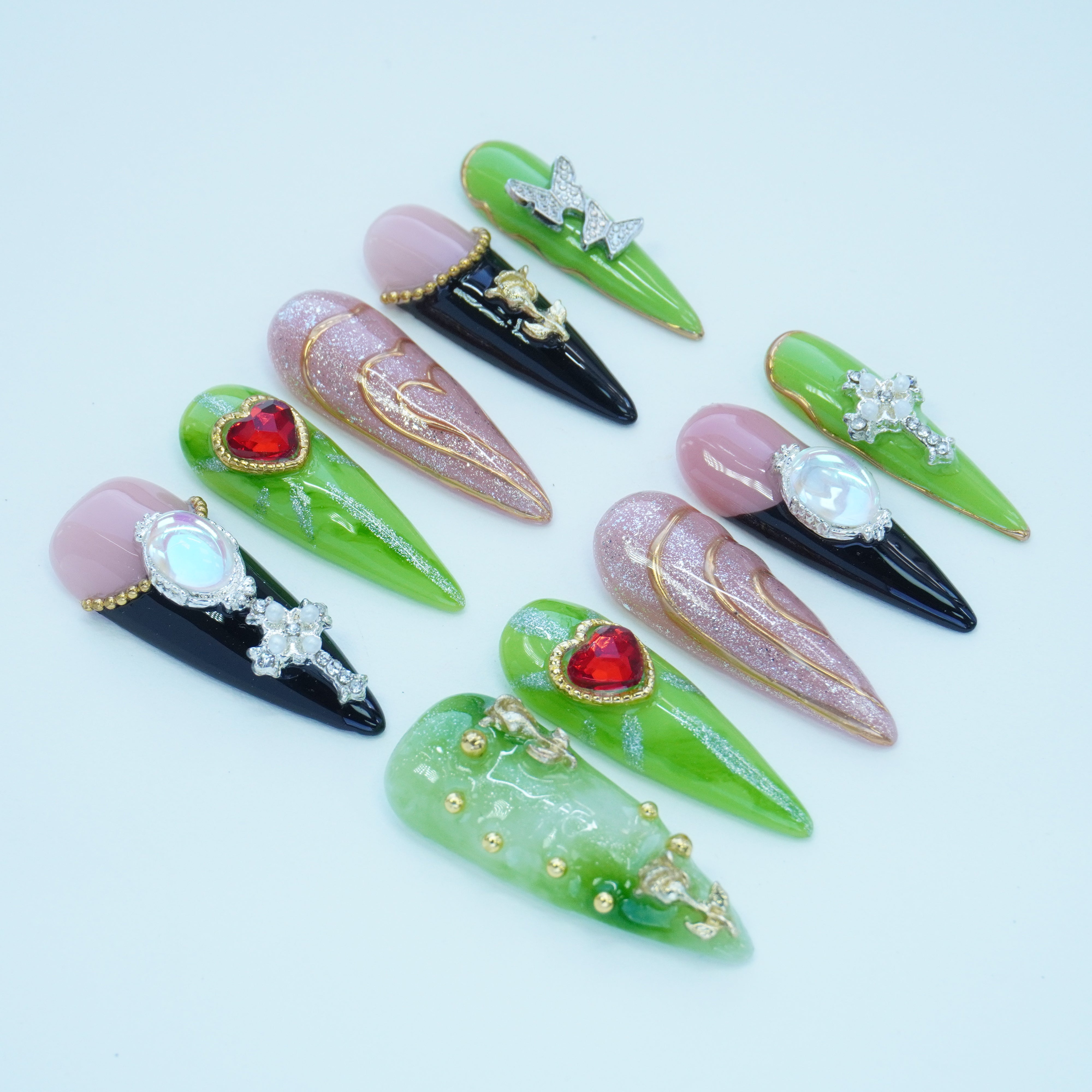 Enchanted Gem & Gold Press - On Nails