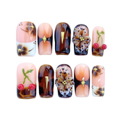 Vintage - Inspired Floral Cherry Press - On Nails