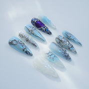 Futuristic Ice - Blue Metal Sculpted Nails
