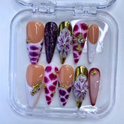 Regal Purple - Gold Floral Press - On Nails