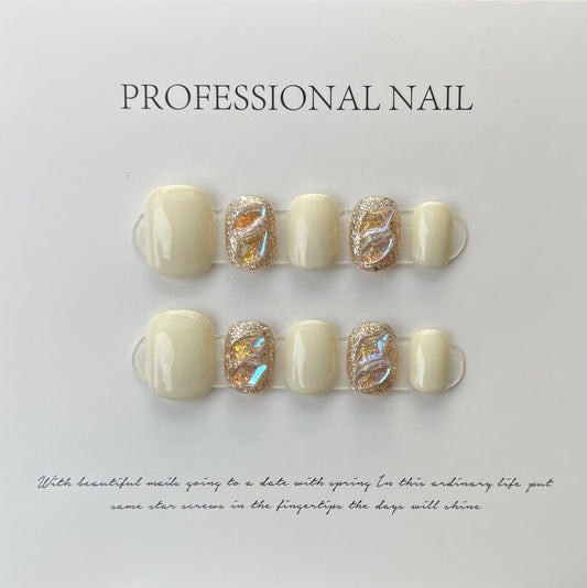 Bhivorga French Tip Press On Nails- A615