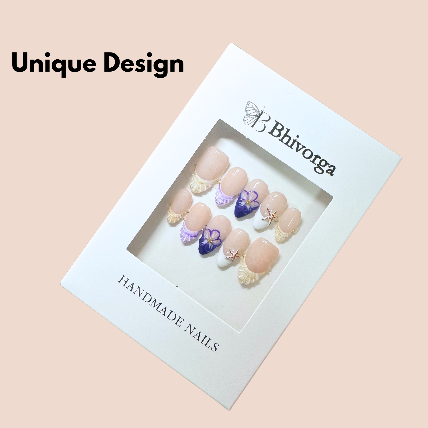 Bhivorga Azure Bloom press-on nails
