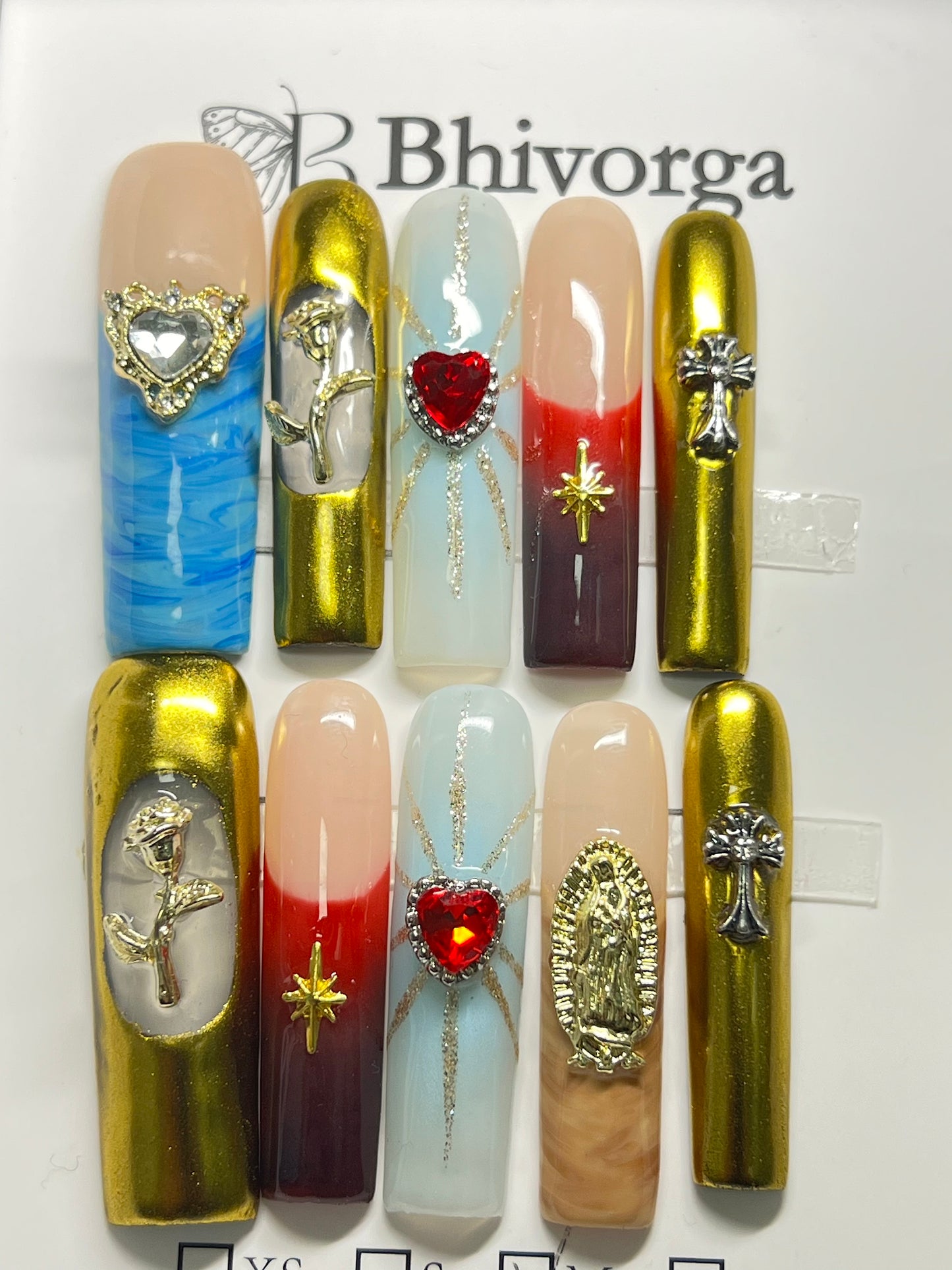 Bhiivorga best-selling 10pcs handmade press on nails reusable 3d gel summer 2024/prom