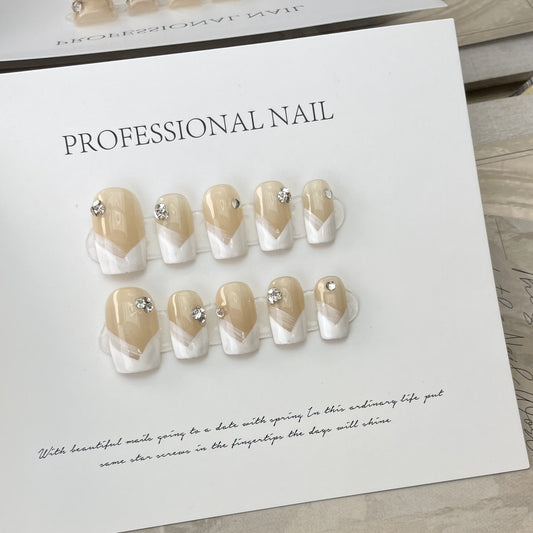 Bhivorga French Tip Press On Nails- A611