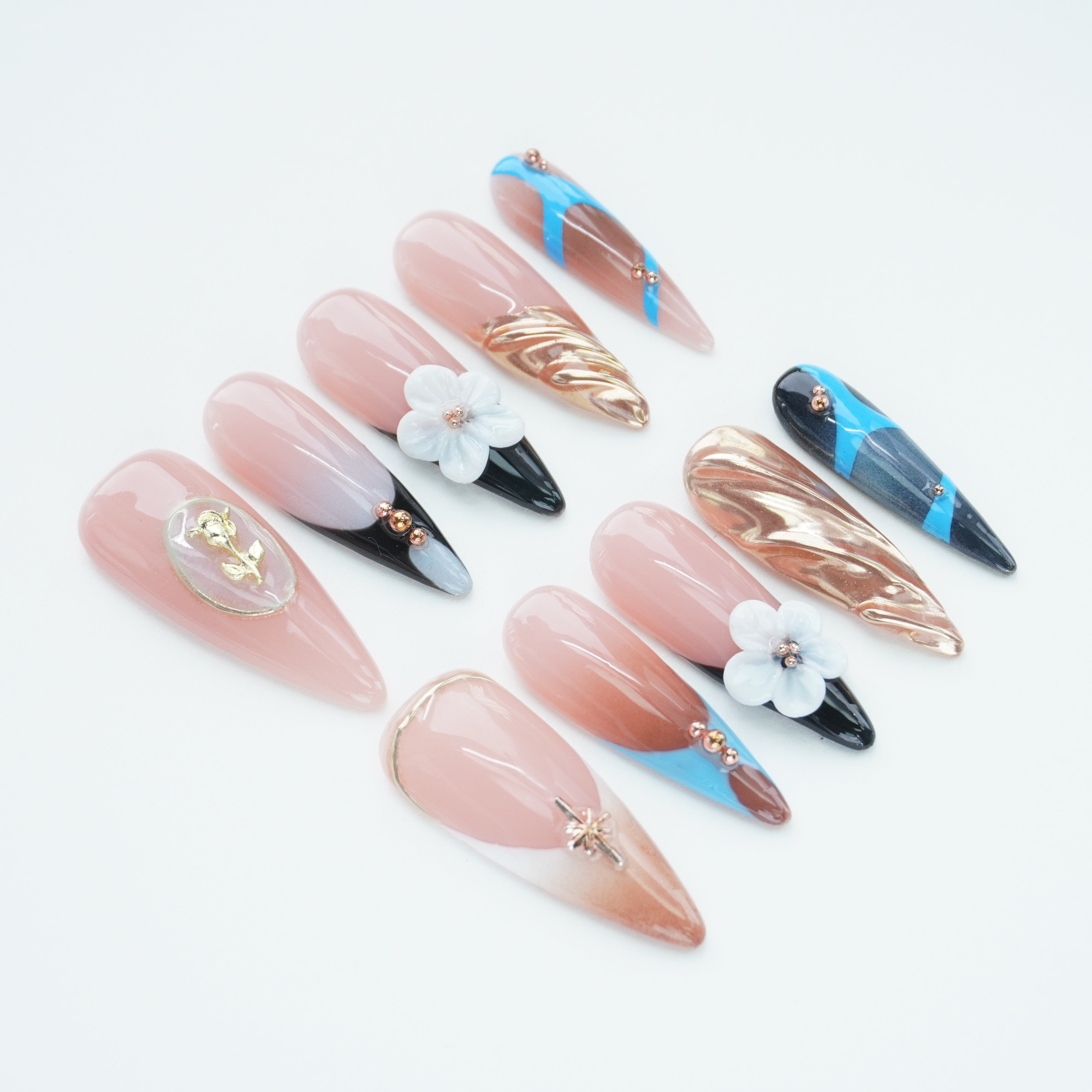 Blush & Metallic Artistry Press - On Nails