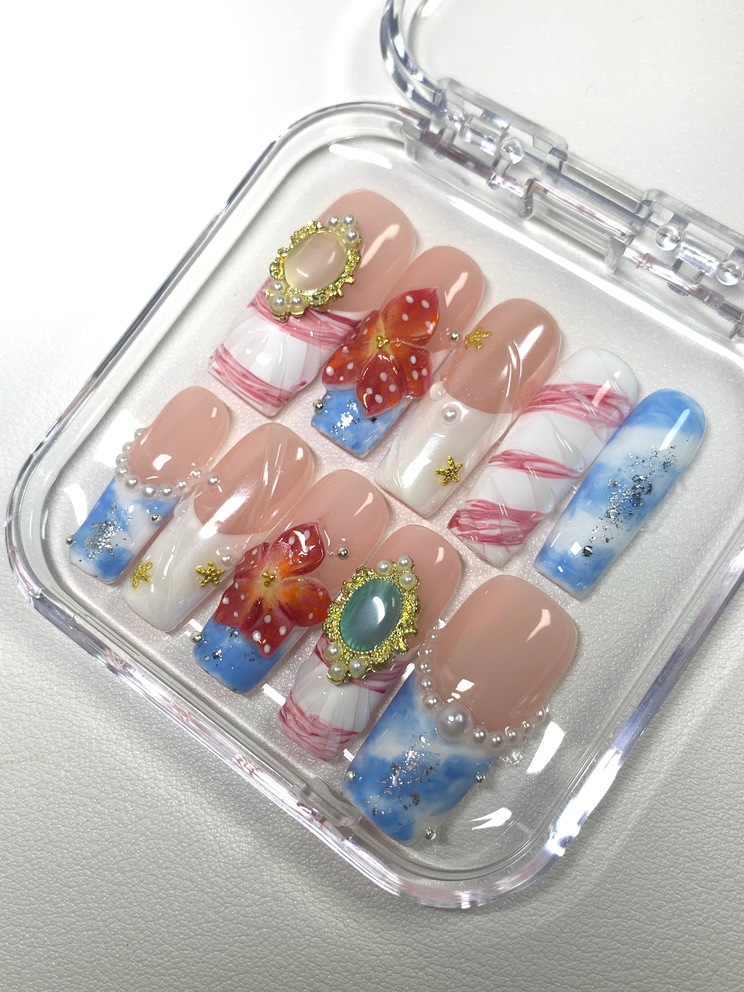 Ocean Blossom & Golden Nails