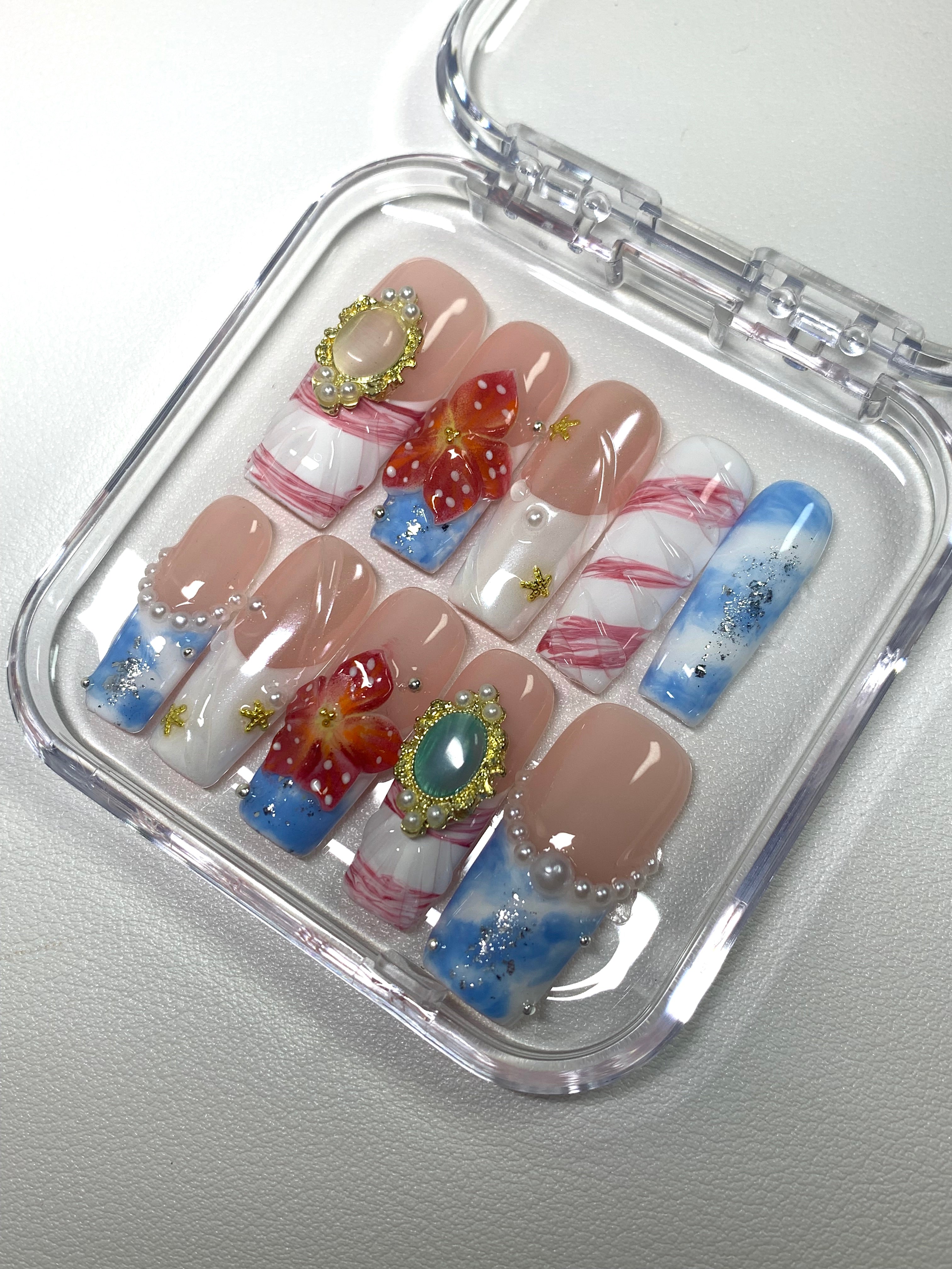 Ocean Blossom & Golden Nails