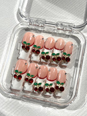 Sweet Cherry French Tip Nails