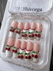 Sweet Cherry French Tip Nails