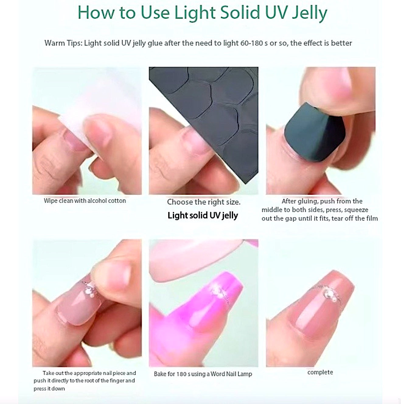 Ultra-Thin UV Jelly Glue Nail Stickers for Long-Lasting Wear---12 Packs