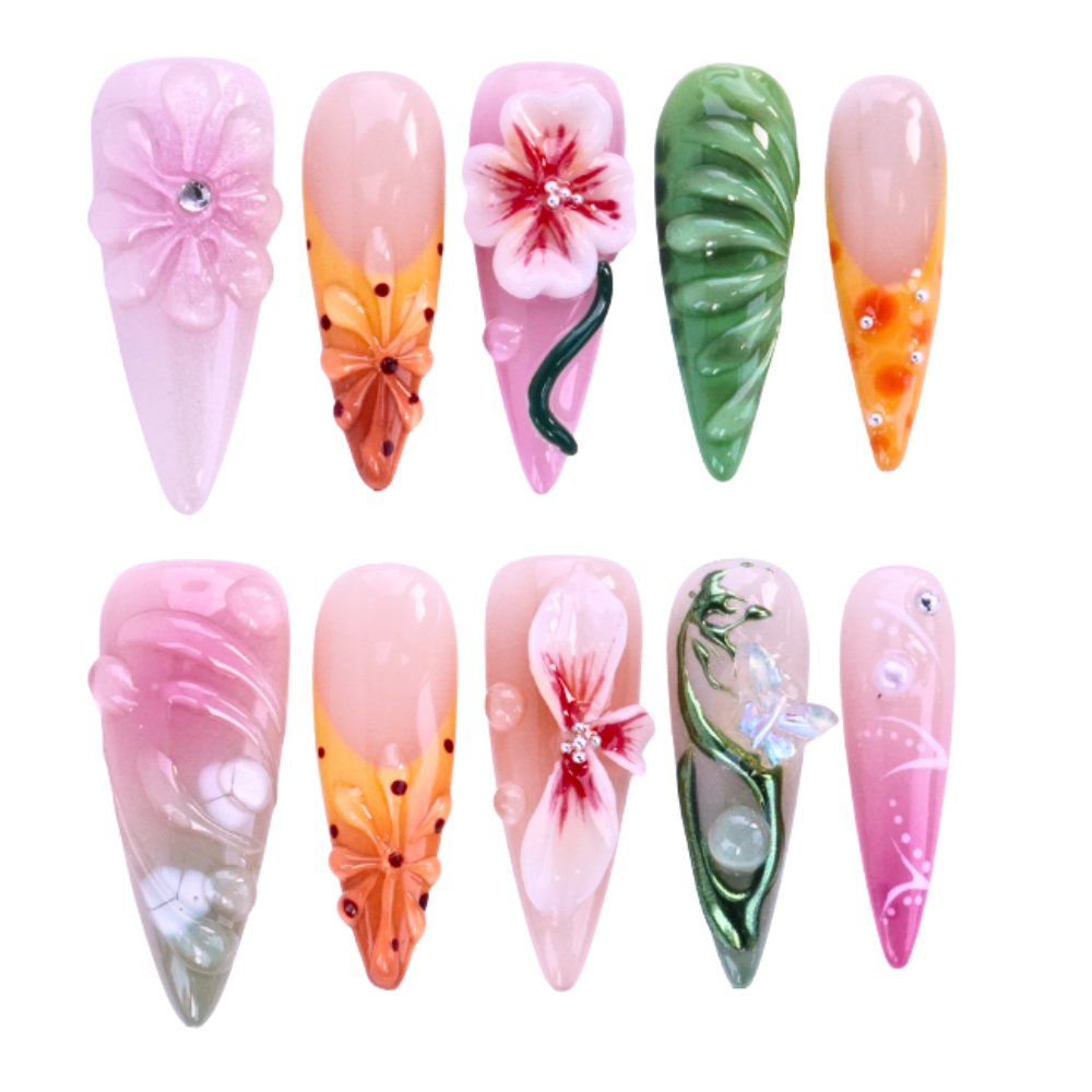 3D Floral Fantasy Press - On Nails