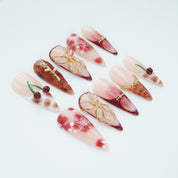 Romantic Cherry & Gold - Accent Press - On Nails