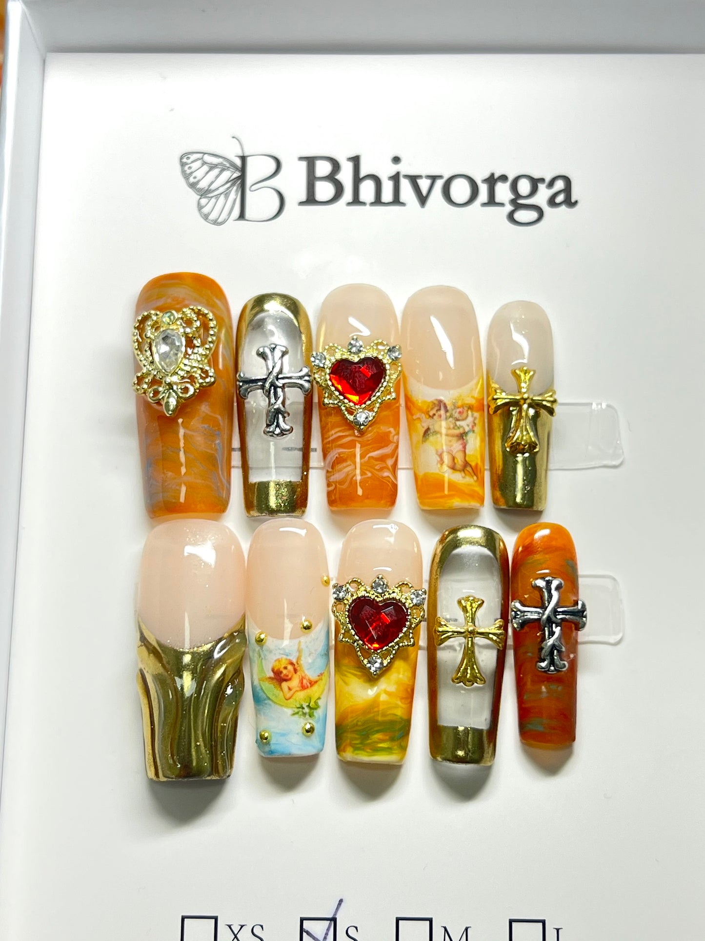 Bhiivorga best-selling 10pcs handmade press on nails reusable 3d gel summer 2024/prom