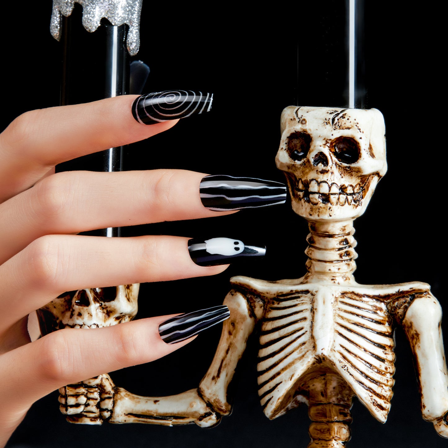 Halloween Christmas Wear Armor Nail Shaped Piece Fake Nails Nail Sticker Suit 72 Pieces with Jelly Glue002